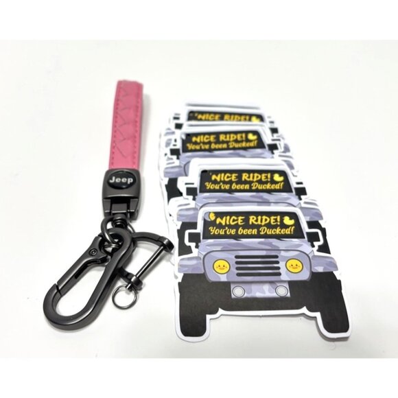 JEEP You've Been Ducked Cards 25pcs with Pink Off Road Keychain for Duck Tag - Picture 1 of 6
